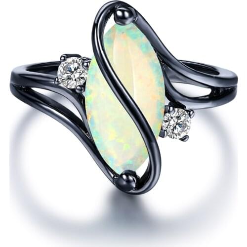 ZHOUYANG Ring For Women Oval Opal Stone Cubic Zirconia Black Gold Color Rings Fashion Jewelry Party Gift 2018 Hot Sale ZYR642