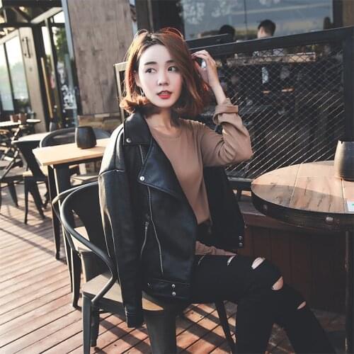 New Plus Size Outerwear Female Loose PU Faux Leather Jacket Women Classic Moto Biker Jackets Autumn Winter Lady Fashion Coat