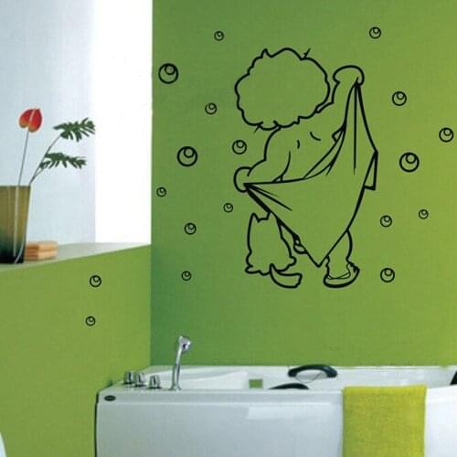 Lovely Childrens Bathing Vinyl Wall Stickers Waterproof Cartoon Style Baby Bathroom /Toilet Decoration