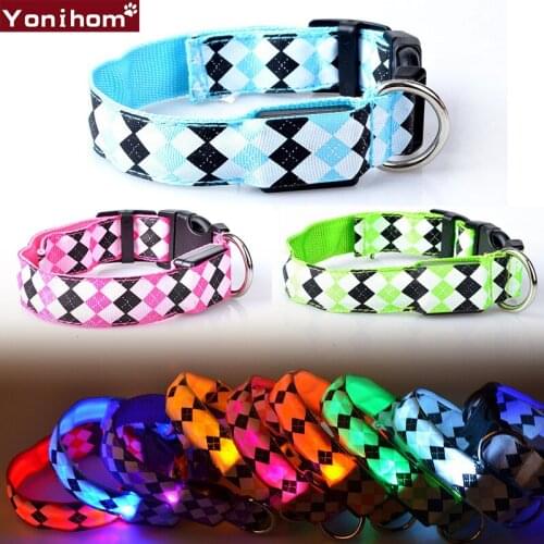Nylon Dog Collar LED Flashing Glowing Collar Perro LED Luminous Pet Puppy Dog Collar Electronic Fluorescent Collars Pet Supplies