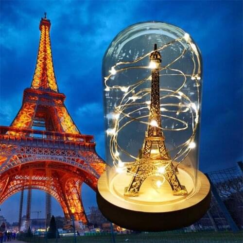 New Creative Paris Landmark Eiffel Tower In Glass Dome With LED Lighted Display Home Decor Ornaments Home Decoration Accessories