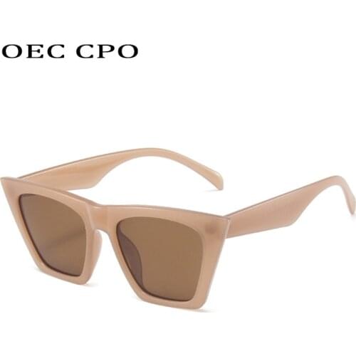 OEC CPO New Fashion Cat Eye Sunglasses Women Fashion Brand Designer Sun Glasses Female Trend Shades Brown Eyewear UV400 O947