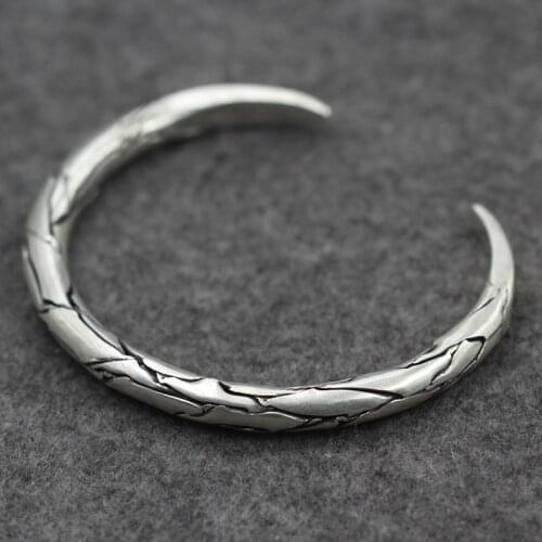 Thailand Chiang Mai Handmade Silver Original S925 Sterling Silver Retro Thai Silver High-end Silverware Men And Women Bangle