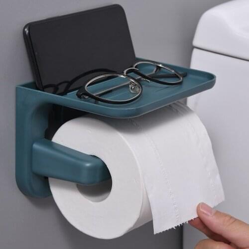 Punch-free WC Napkin Holder Bathroom Phone Glasses Storage Rack Multifunction Storage Wall-mounted Roll Paper Convenience E11764