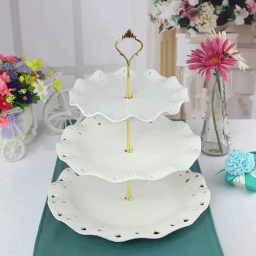 3 Tier Cake Display Stand Metal Fitting Party Tray Cake Food Dessert Fruit Tray Rack Cake Holder For Kitchen Home No Plate