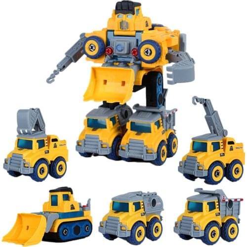 5 In 1 Construction Transform Robot Building Block City Vehicle Engineering Excavator Car Truck Racing Car Bricks Construction