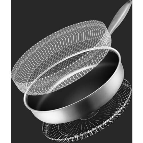 304 Stainless Steel Frying Pan General Wok Non-stick Pan Uncoated Pan Cookware Double-side Honeycomb Without Oil Fried Steak Pot