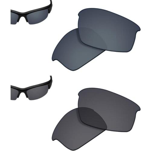 SmartVLT 2 Pairs Polarized Sunglasses Replacement Lenses for Oakley Bottlecap-Black Shield and Solid Black