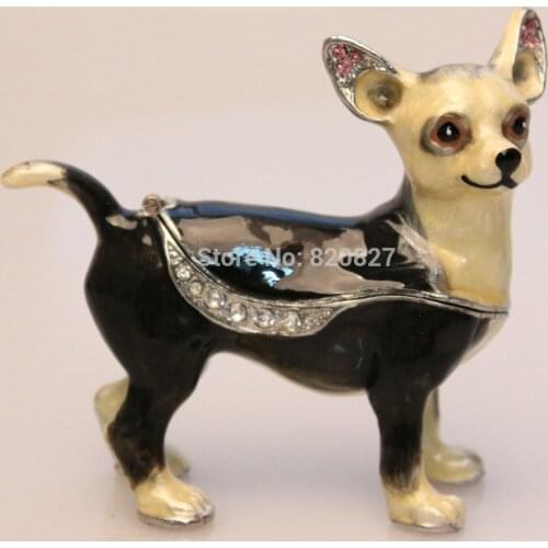 Dog trinket box pug chihuahua gemstone jewelry box