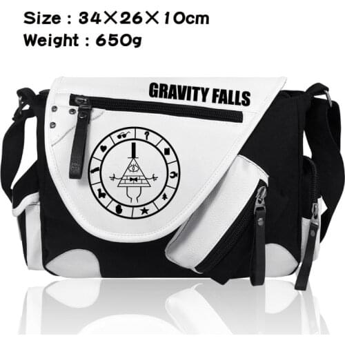 Gravity Falls PU Cross Body Bags Casual Zipper Shoulder Bag Boys Girls Crossbody Schoolbags Capacity Messenger Bags
