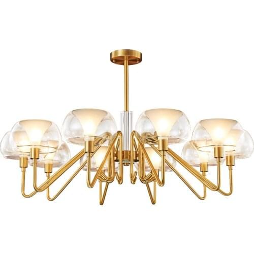 Light luxury post-modern minimalist living room bedroom dining room lighting art glass all copper chandelier