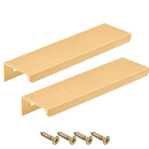 Uxcell Edge Pull Handle 120mm x 32mm Aluminum Alloy Cabinet Drawer Pull Gold Tone 2 Pcs