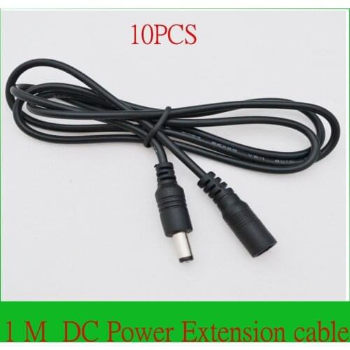 High quality 10PCS CCTV DC Power Extension Cable 1 Meter / 3FT 3 FT Jack Socket to 5.5mm x 2.1mm Male Plug