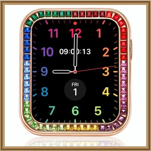 Womens Jewelry Protective Case for Apple Watch 6 5 4 40/44mm Zircons Diamond Cover for IWatch Series 6 SE 3 42/38mm Accessories