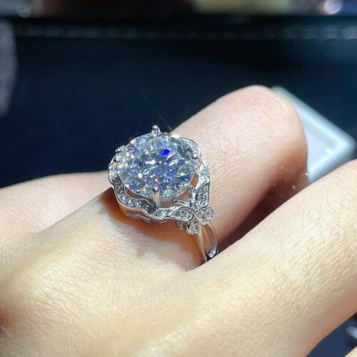 Jewelry Luxurious Lady Ring 11mm 5ct D Color Moissanite Ring for Girl 925 Silver Moissanite Man Ring Gift for Woman