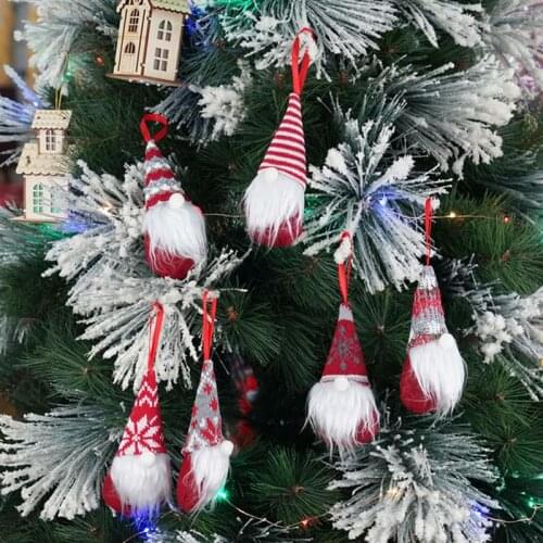 1 Set 6 Pcs Christmas Tree Pendants Lovely Mini Gnome Doll Decorations Mini Cute Dolls Decorated Christmas Tree Ornaments