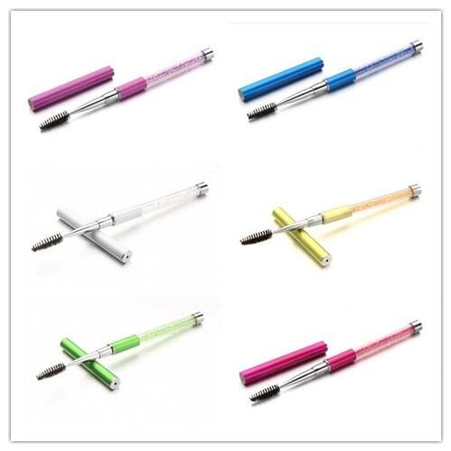 200 pcs 8 Colors Rhinestone Acrylic Handle Eyelash Brushes Combs Spiral Mascara Wands Eyelash Extension Applicator Spoolers Make