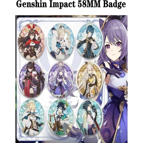 2021 Hot Game Genshin Impact Cosplay Accessories Anime Props Project Amber Albedo Klee Character Badge Logo Zhongli Kids Gifts