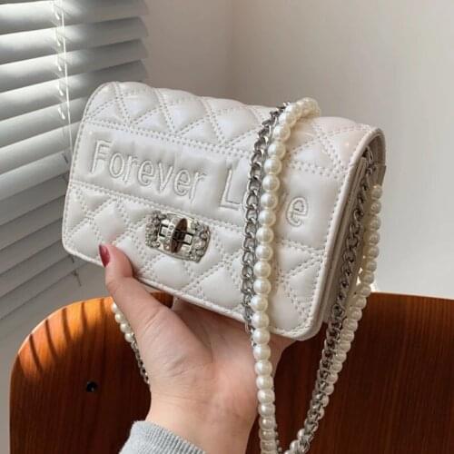 2021 Saddle Crossbody Bag for Women Fashion Sac A Main Female Shoulder Bag Female Handbags and Purses with Pearl Handle