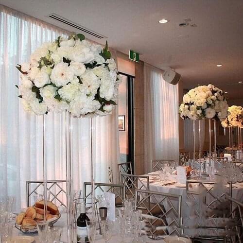 Acrylic Floor Vase Clear Flower Vase Table Centerpiece For Marriage Modern Vintage Floral Stand Columns For Wedding Decoration