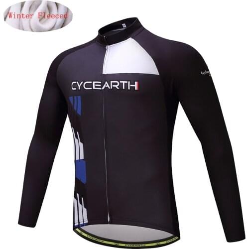 CYCEARTH 2017 Thermal Fleece Cycling Jersey Long Winter Jacket MTB Bicycle Clothing Bike Sport Racing Warm Maillot CEFJ010