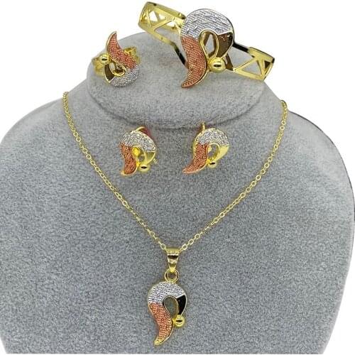 Baby Bangles Gold African Dubai Jewelry Sets for Kids Girls Ethiopian Colorful Rings Earrings Arab Children Birthday Gift