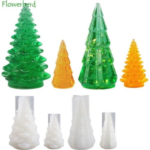 DIY Epoxy Mould Christmas Tree Hand-made Silicone Mould Candle Making Supplies Night Light Home Decoration Resin Molds Plaster