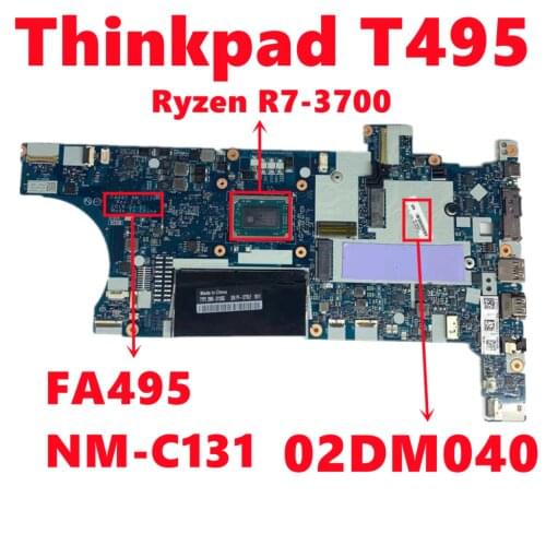 FRU:02DM040 For Lenovo Thinkpad T495 Laptop motherboard FA495 NM-C131 Mainboard With Ryzen R7-3700 8G-RAM DDR4 Fully Tested OK