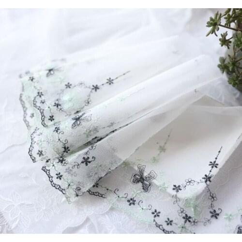 1 Meter Lace Fabric Wide 18cm Green with Black Lace Trim Applique Collar Ribbon Sewing Guipure Crafts Mesh Laces For Dress