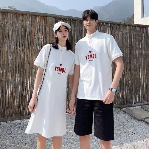 Spot couples summer dress short-sleeved lapel dress couples clothes couples clothing