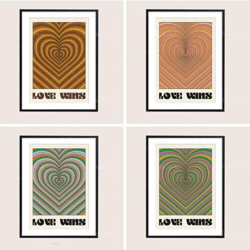 Love Wins | Quote Print | Half-tone |Wall Art | Poster | Groovy | Rainbow | Retro | Gift | Anniversary | Birthday