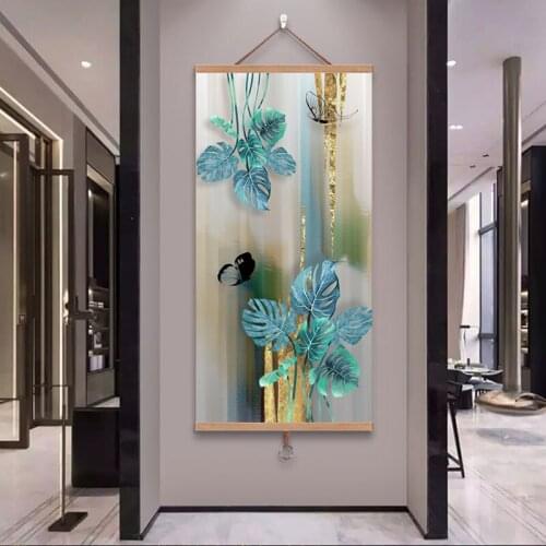 Wall art Poster Green Plants Canvas Print Painting Modern Aisle Living Room Home Decoration With Frame
