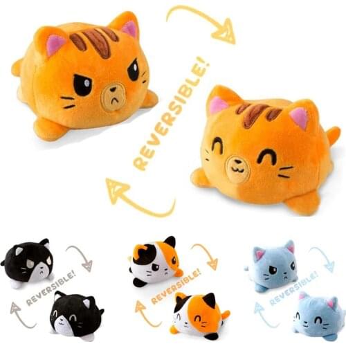 Reversibles Gatos Two-sided Cat Plush Toys Mood Cat Emotion Cat Gato Doll Double-Sided Flip Doll Peluches For Pulpos Kid Gift