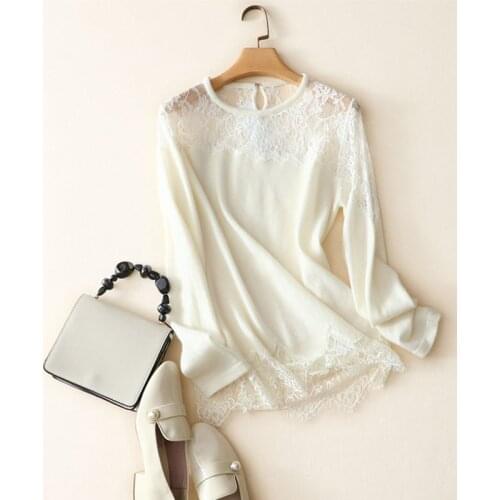 Spring new fashion lace up casual jumper korean knitted womens black 100% cashmere sweater pullovers