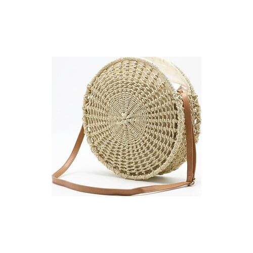 NEW Women Straw Bags Bohemian Rattan Female Beach Handbag Circle Lady Weave Messenger Bag Handmade Round Kintted Crossbody
