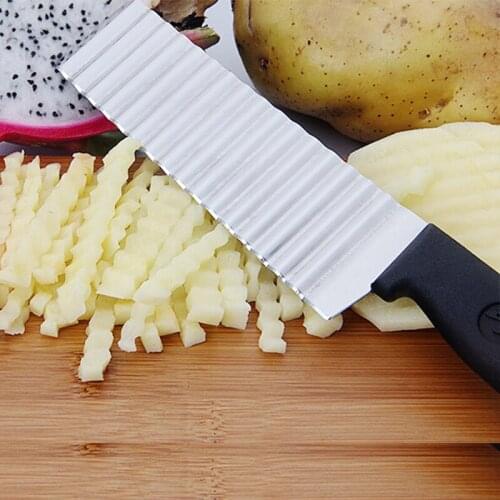 Potato French Fry Cutter Stainless Steel Kitchen Accessories Serrated Blade Easy Slicing Banana Fruits Potato Wave Knife Chopper
