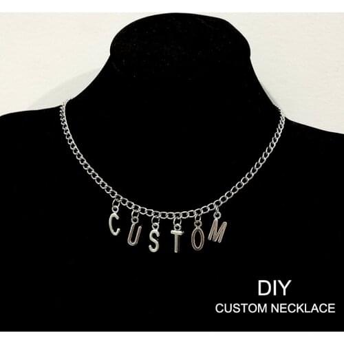DIY Custom Letter Name Necklace for Women Men Silver Color Chain Choker Collar Personalized Jewelery Gifts