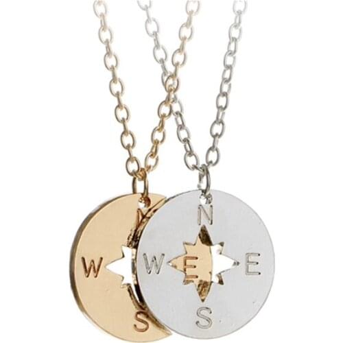 Going Place Compass Necklace Itsy Bitsy Cut Out Disc Charm Necklaces Zinc Alloy Nautical Sailor Jewelry