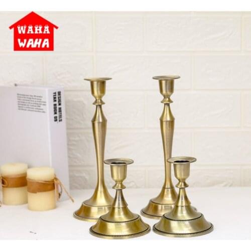 European Style Alloy Candlestick Bronze Metal Candle Holders Wedding Decoration Party Living Room Decor Home Decor Candlestick