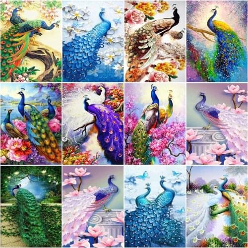 RUOPOTY 60x75cm Frame Paint By Number For Adults Peacock Animals Handpainted Oil Painting For Home Decors Artcraft Diy Gift