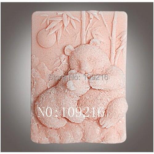 Wholesale!!!1pcs Lovely Parent-child Bear(ZX1671) Silicone Handmade Soap Mold Crafts DIY Mold