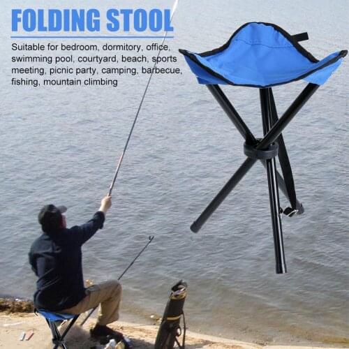 1PC Fishing Tripod Folding Chair Stool Outdoor Camping Fold Foldable Portable Fishing Mate Fold Chair Ultralight Chair 3 Colors
