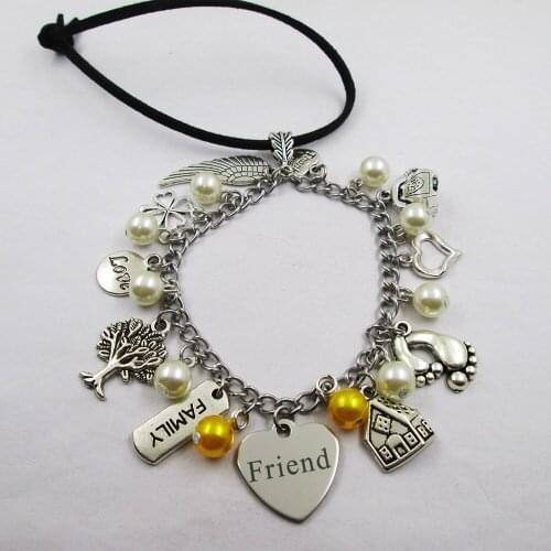 Friend family theme home love leather stainless steel chain rearview mirror christmas tree decoration Bag ornaments