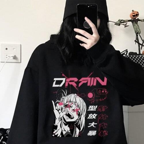 Japan style cartoon hooded sweatshirt Ulzzang loose gothic sweatshirt Harajuku new punk loose fun female big size hip-hop Hoodie