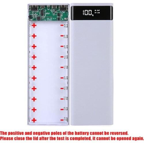 Dual USB LCD Power Bank Shell 10x18650 Battery Case Charger Box Accessories