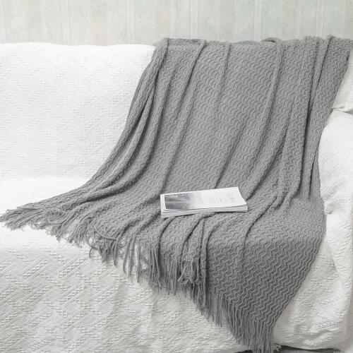 Nordic Knitted Blanket Soild Color Sofa Throw Blankets With Tassels Travel TV Nap Blanket Air Condition Bed Hotel Decorative