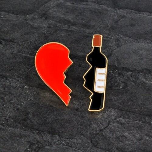 Cartoon Love Wine Stitching Alloy Brooch for Woman Badge Collar Shirt Enamel Pin Brooches for Men Metal Pin Jewelry Accesorios