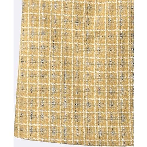 2020 Spring and Summer New Plaid Denim Stitching Button High Waist Tweed A-line Half Skirt Women