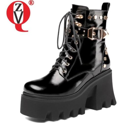 ZVQ Women winter New Style Good Qualtiy Fashion Leisure short boots Thick bottom rivet belt decoration Concise Comfortable