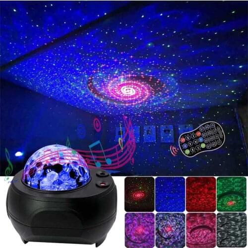 Ocean Wave Starry Night Light galaxy Projector with Music Player Color Changing LED Party Decoration Projection Lamp Mix Laser